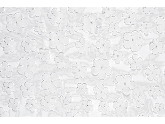 Chemin de table Fleurs, blanc, 26 x 500 cm