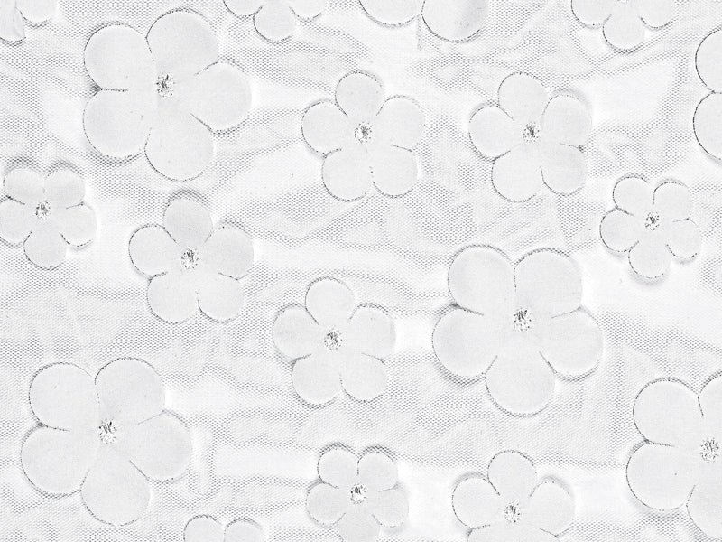 Chemin de table Fleurs, blanc, 26 x 500 cm