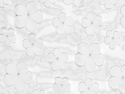 Chemin de table Fleurs, blanc, 26 x 500 cm