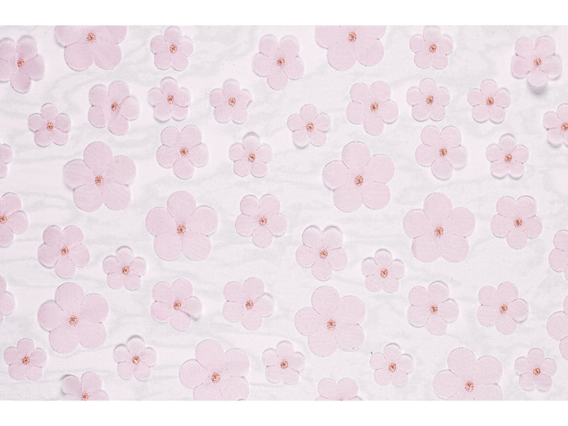 Chemin de table Fleurs, rose clair, 26 x 500 cm