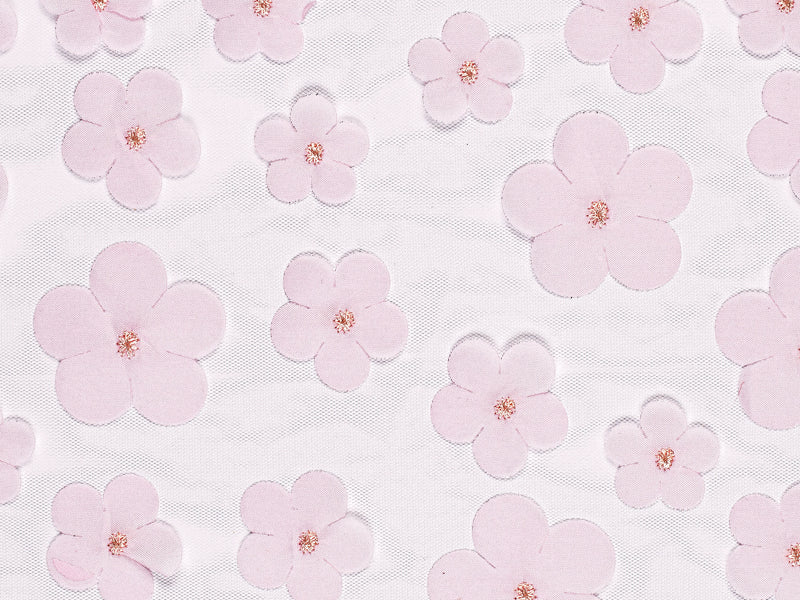 Chemin de table Fleurs, rose clair, 26 x 500 cm