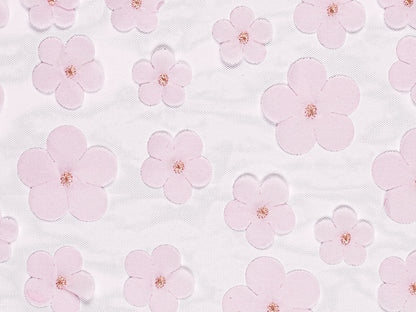 Chemin de table Fleurs, rose clair, 26 x 500 cm