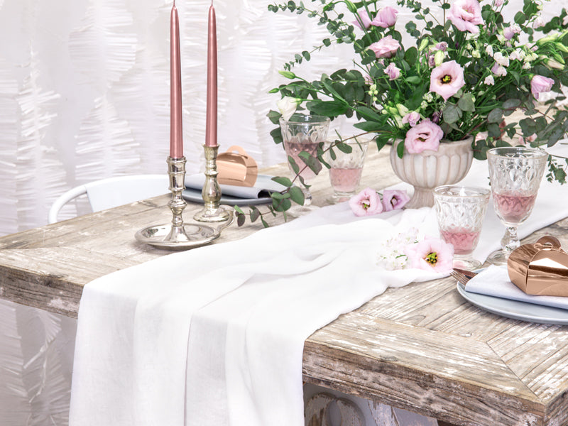 Chemin de table en mousseline, crème légère, 0,70x5m