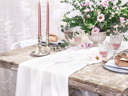 Chemin de table en mousseline, crème légère, 0,70x5m