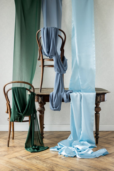 Chemin de table en chiffon, vert bouteille, 0,48 x 5 m