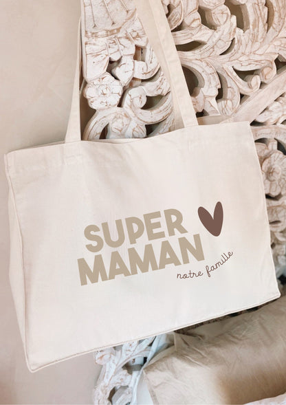 Sac cabas beige coton "Logo maman"