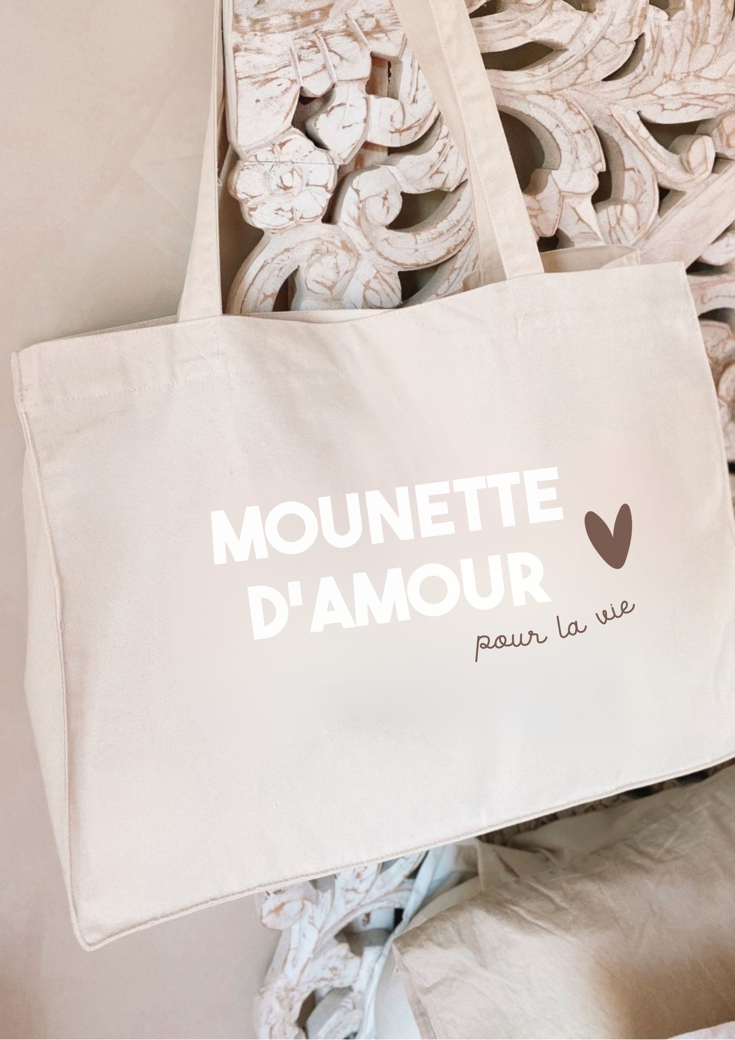 Sac cabas beige coton "Logo maman"