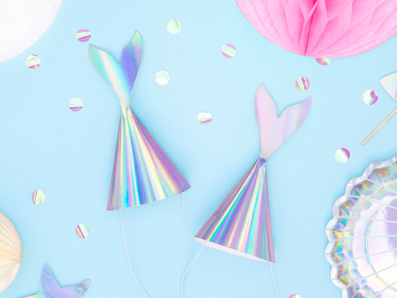 Chapeaux de fête sirène irisé – 18cm (lot de 6 pièces) – Atelier Romy