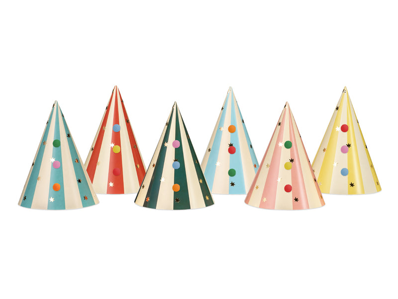 Chapeaux de fête à pompons – Lot de 6 – Circus Party