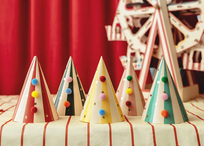 Chapeaux de fête à pompons – Lot de 6 – Circus Party