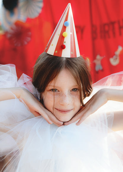 Chapeaux de fête à pompons – Lot de 6 – Circus Party