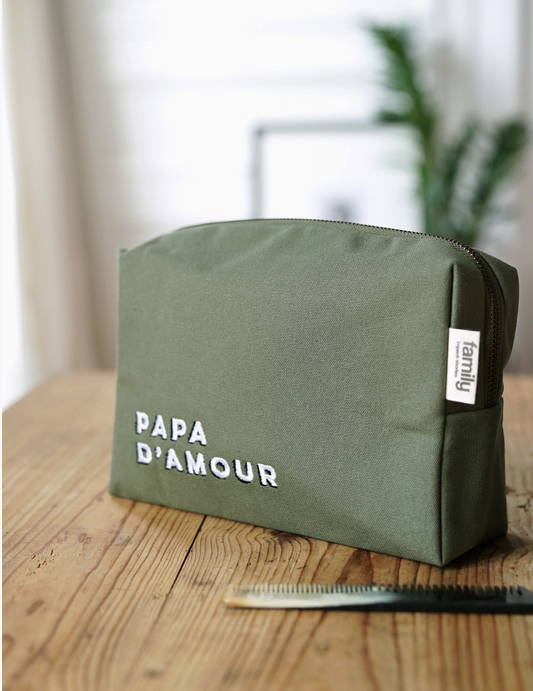 Trousse de toilette olive "Papa d'amour"