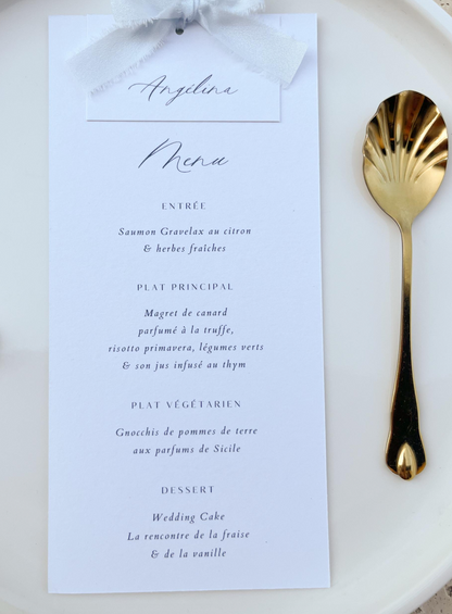 Menu & Marque place - Papier grain feutré