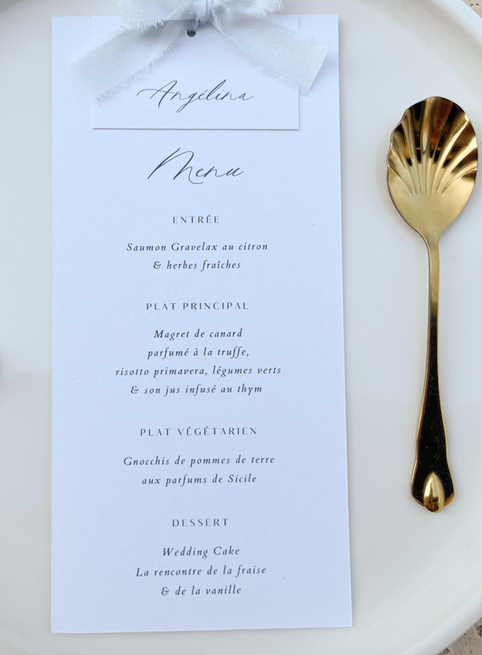 Menu & Marque place - Papier grain feutré