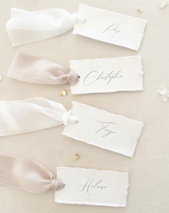 Marque-place en Papier coton et Ruban