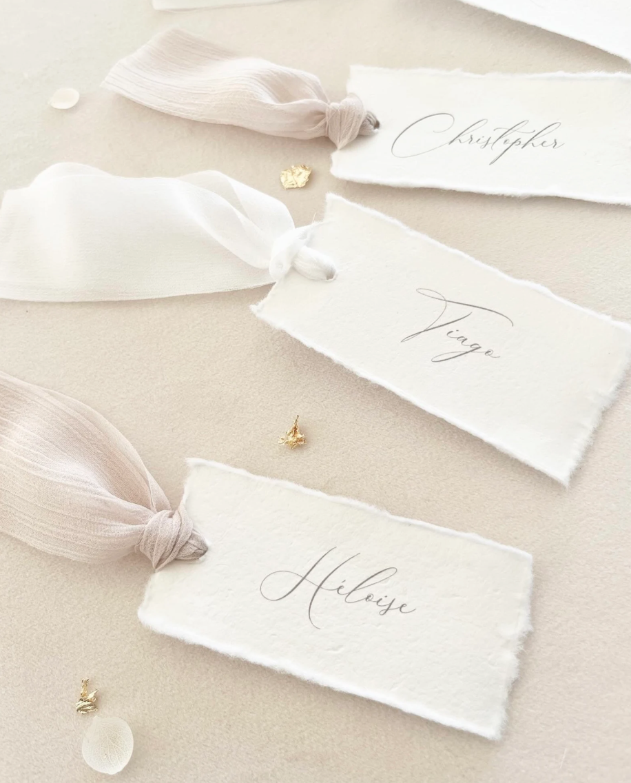 Marque-place en Papier coton et Ruban