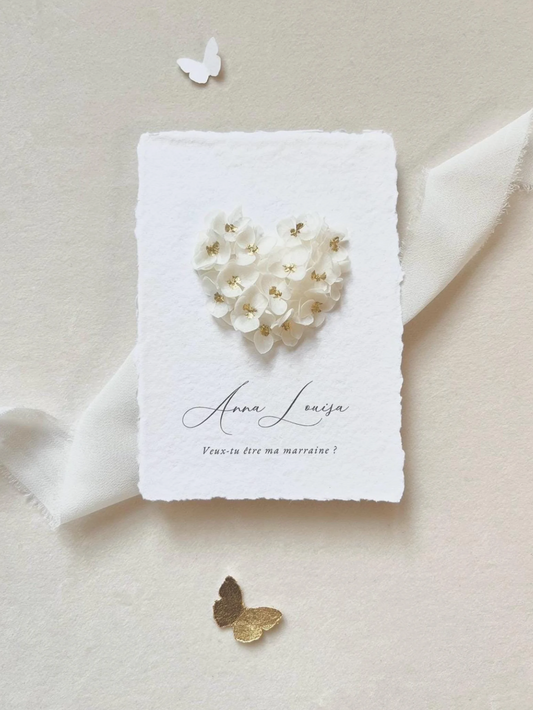 Carte "Veux-tu être ma ..." - Fleurs hortensias stabilisées