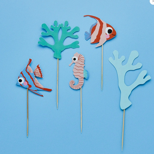 Décoration gâteau - Lot de 5 - Monde Marin