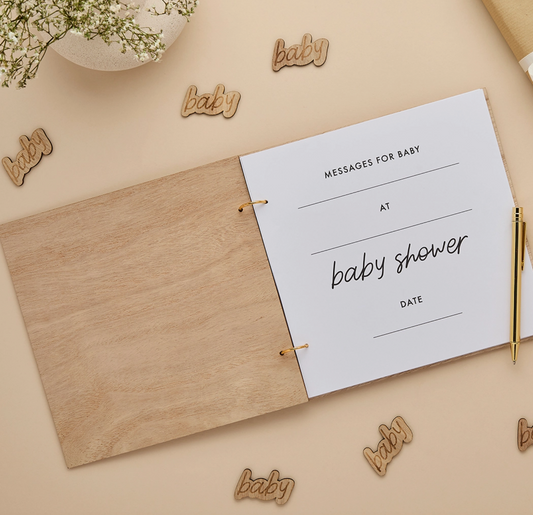 Livre d'or bois baby shower