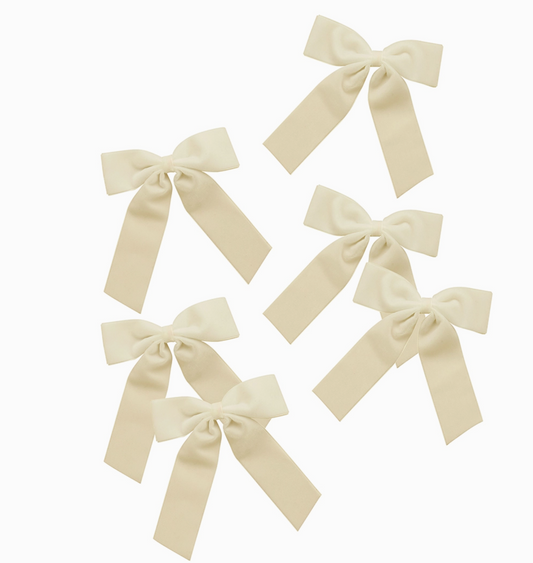 Clips noeuds en velour crème - Lot de 6