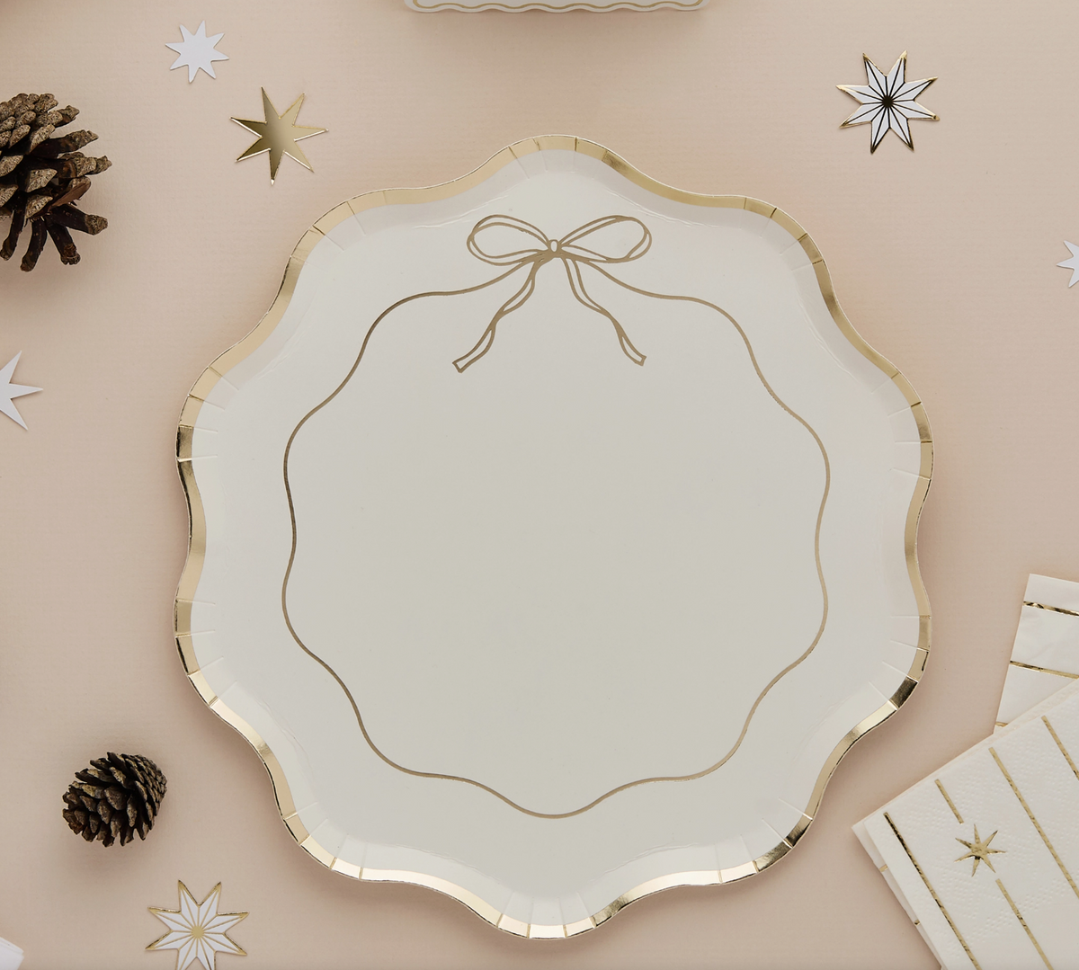 Assiettes doré, bord ondulé - Lot de 8