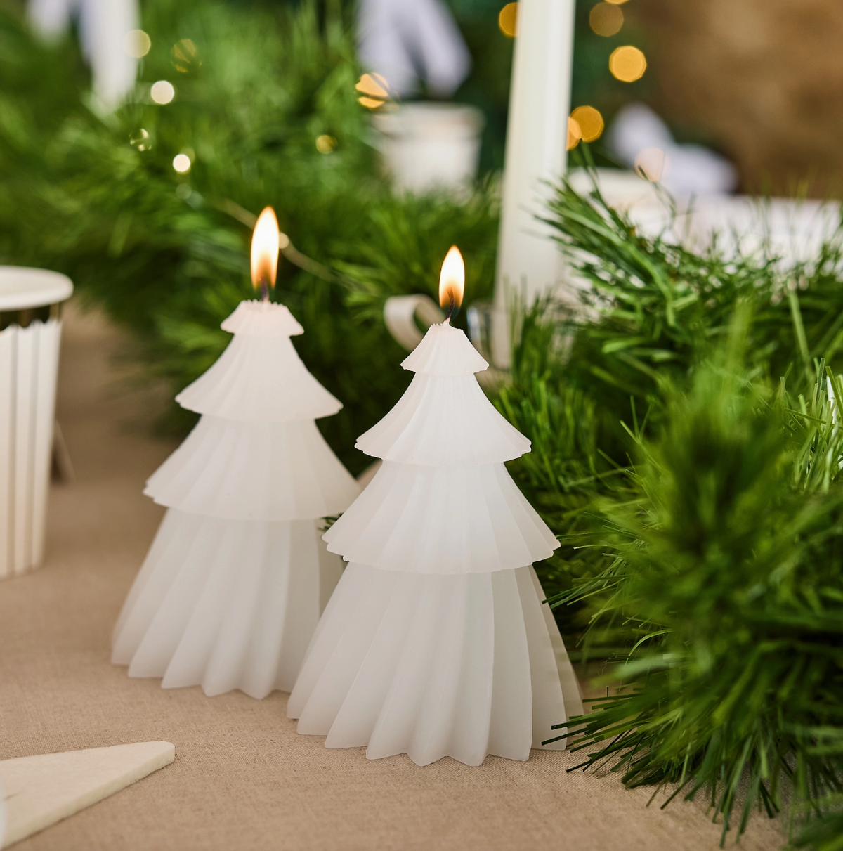 Bougies blanches Sapin - Lot de 2