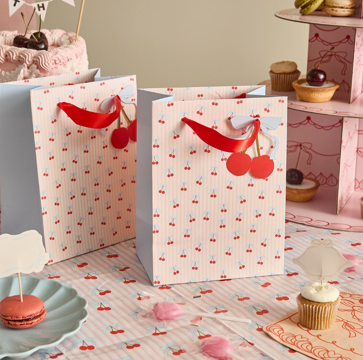 Sac cadeau cerise - Pack de 4