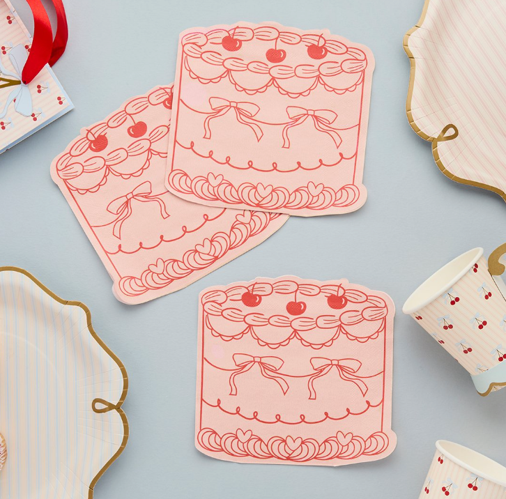Serviette cerise - Lot de 16