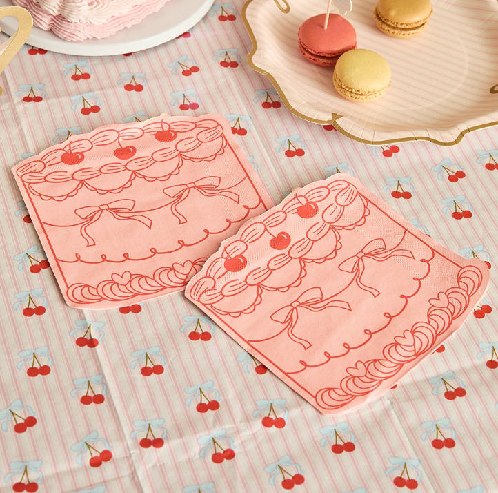 Serviette cerise - Lot de 16