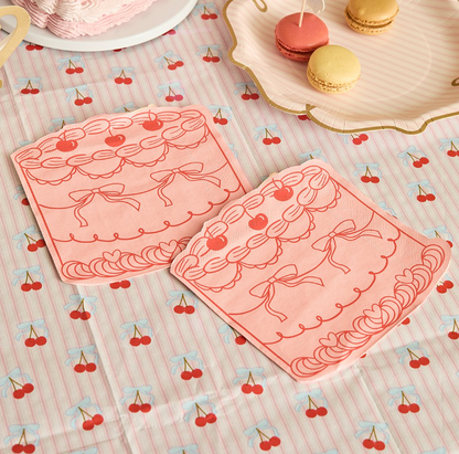 Serviette cerise - Lot de 16