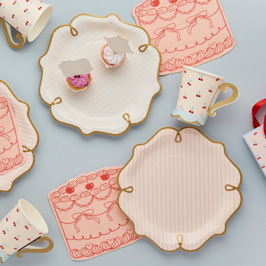 Assiette papier rayures - Lot de 8