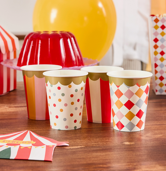 Gobelets en papier cirque - Lot de 8