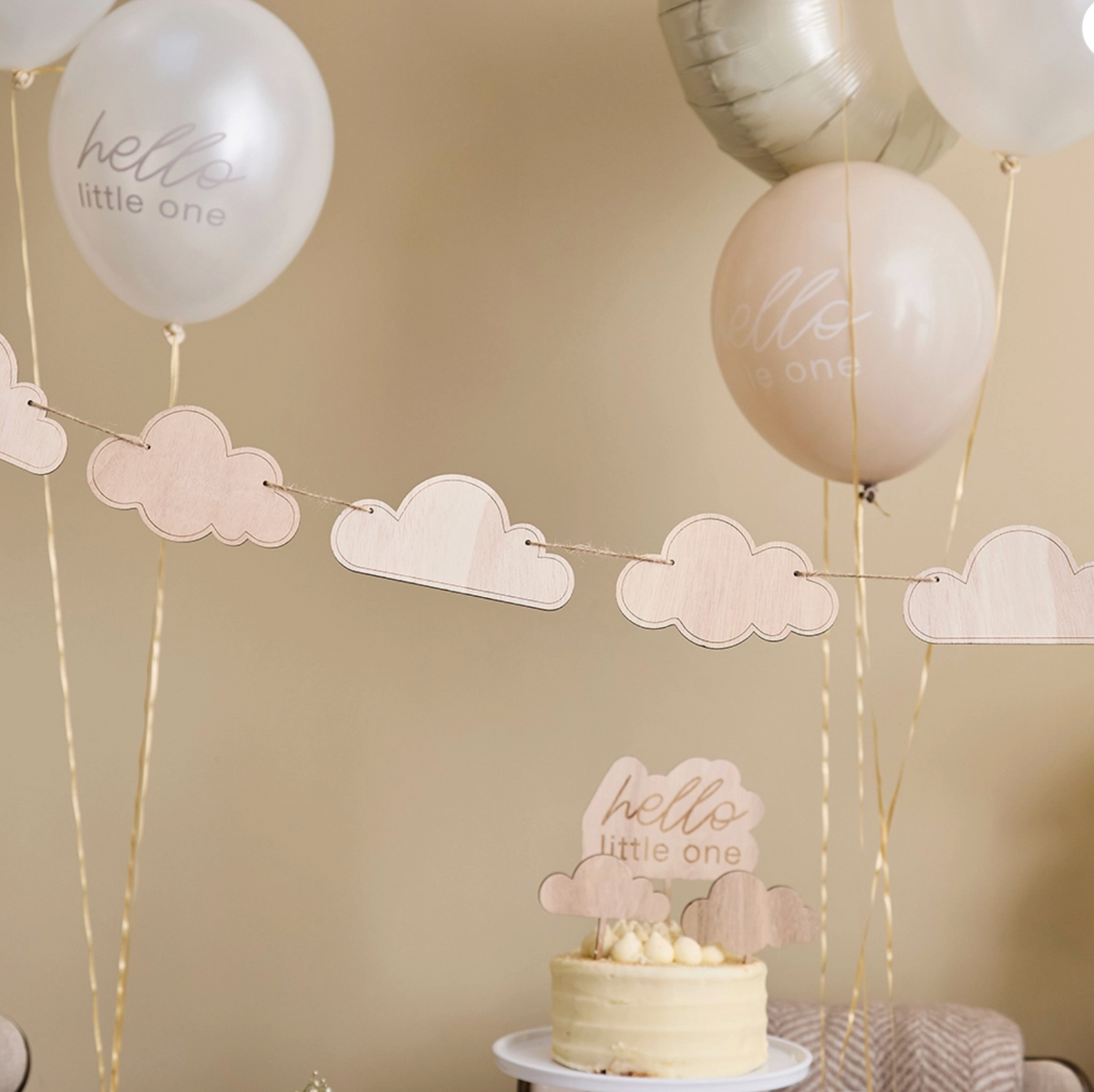 Guirlande en bois nuage - 2m