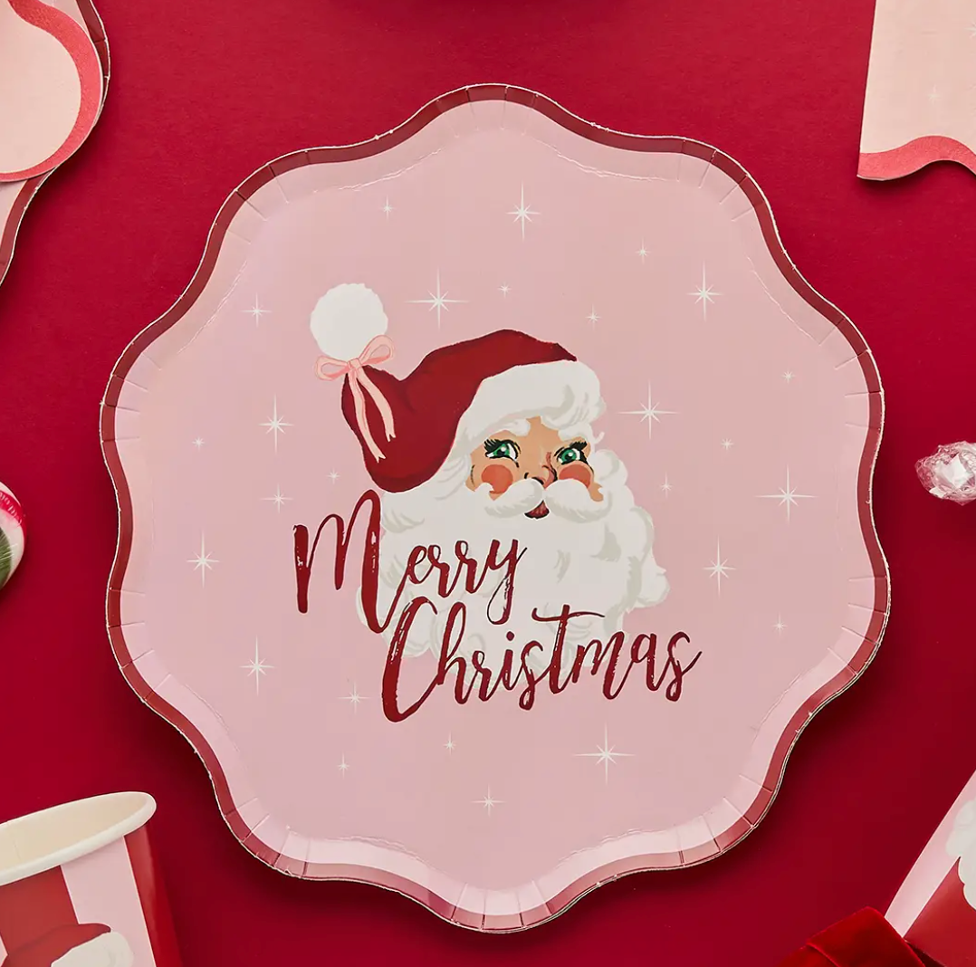 Assiettes en papier Noël vintage - Lot de 8