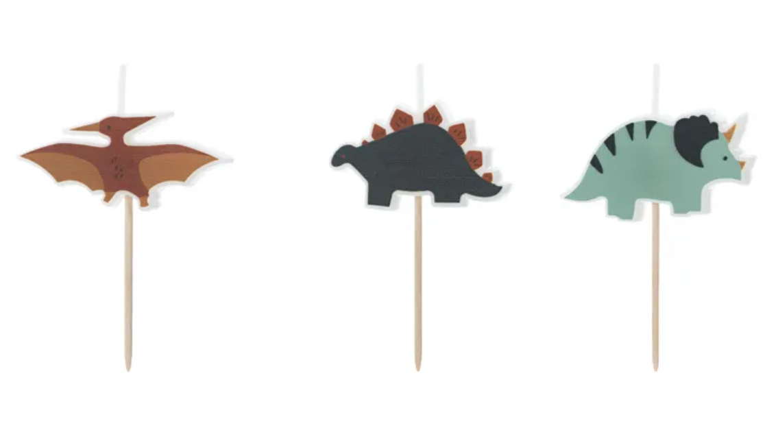 Bougies d'anniversaire Dinosaure - Lot de 3