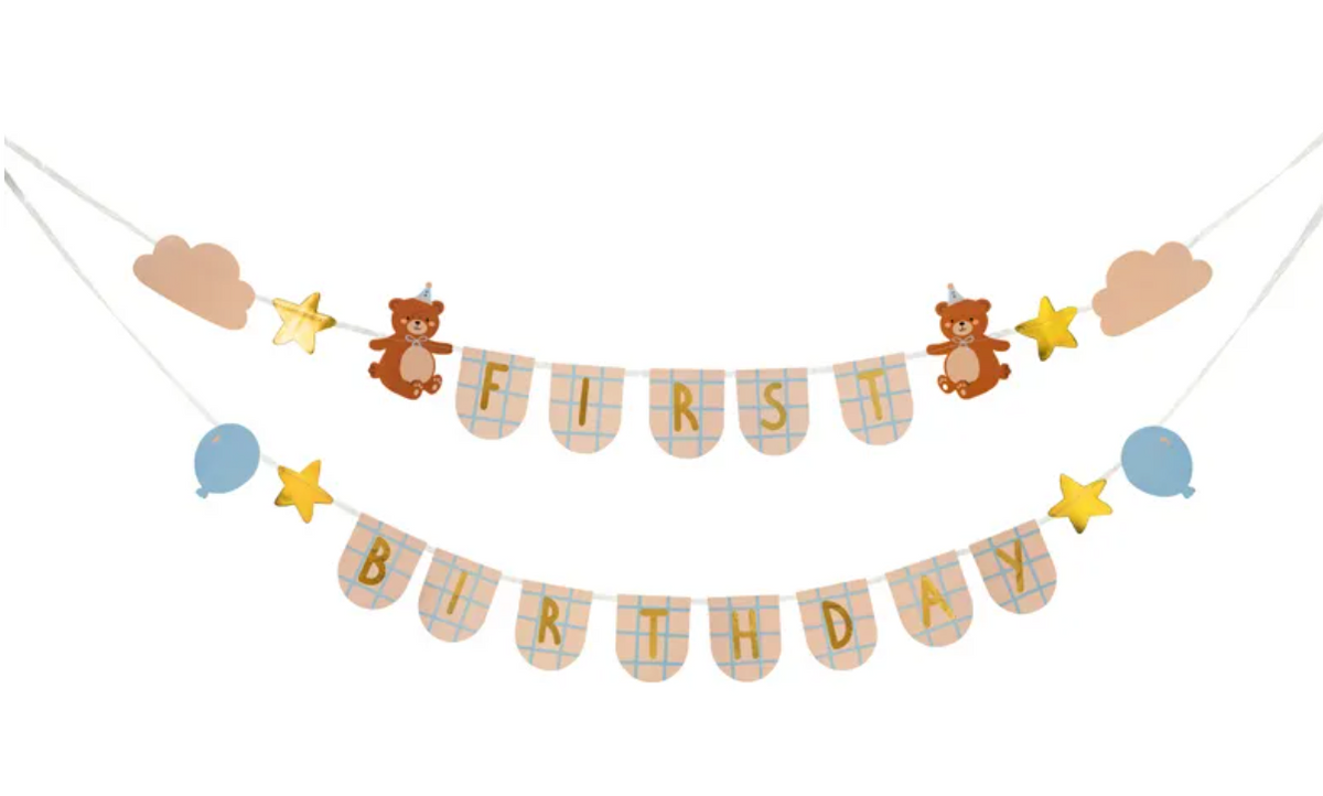 Bannière Premier Anniversaire avec des ours