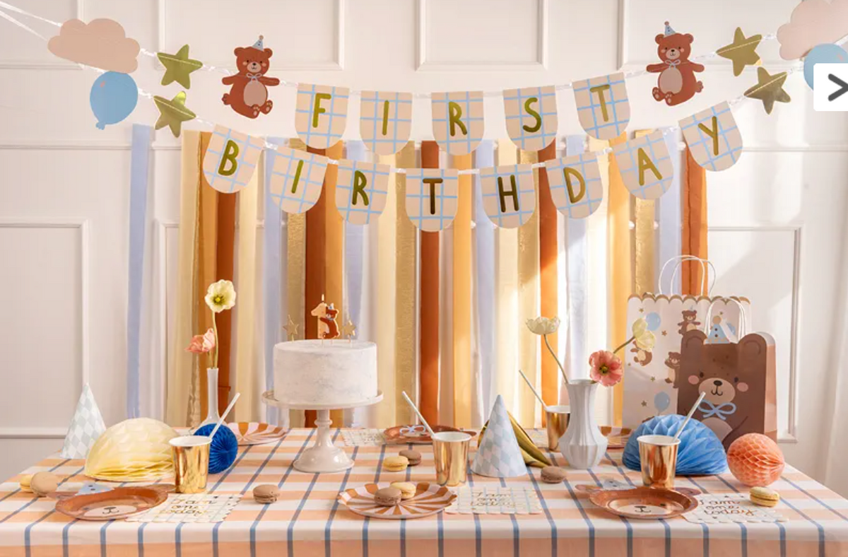 Bannière Premier Anniversaire avec des ours