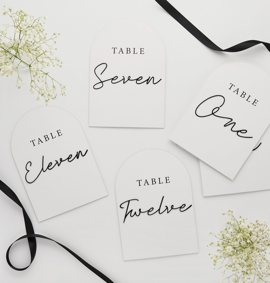 Numéro de tables cartes et lettre 3D acrylique - Lot de 12