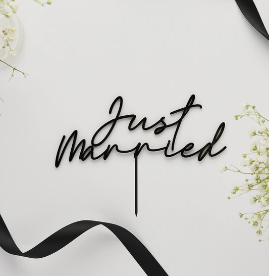 Cake topper acrylique noir "Just Married"