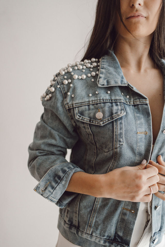Veste en jean "Perles"