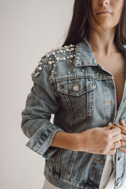 Veste en jean "Perles"