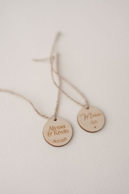 Etiquette cadeaux en bois - Mariage & évènements