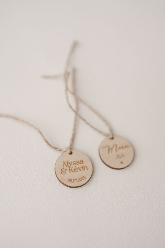Etiquette cadeaux en bois - Mariage & évènements