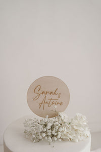 Cake topper mariage en bois - Plusieurs formes & logos