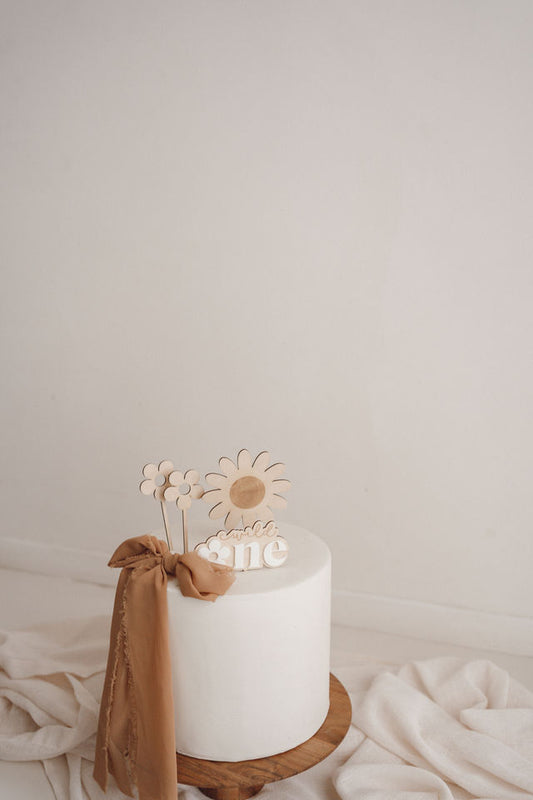 Cake topper - Fleurs - Bois ou acrylique