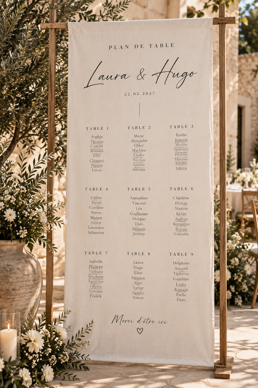 Affiche tissu lin - Plan de table