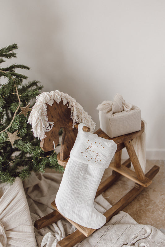 Chaussette de Noël - Gaze de coton/ Lin