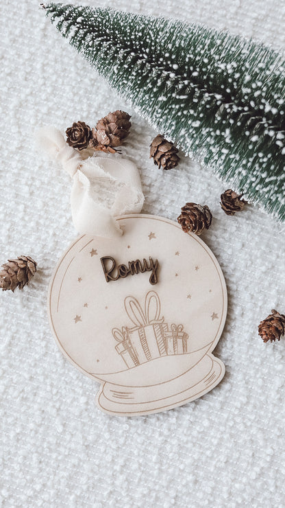 Boule Noël bois "Cadeaux"
