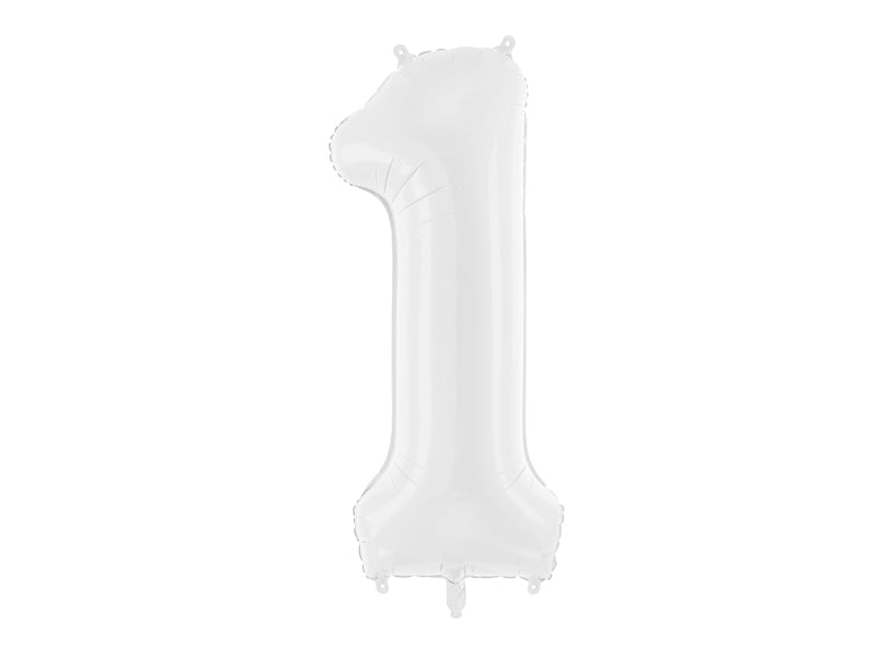 Ballon chiffre aluminium "1", 86 cm, blanc