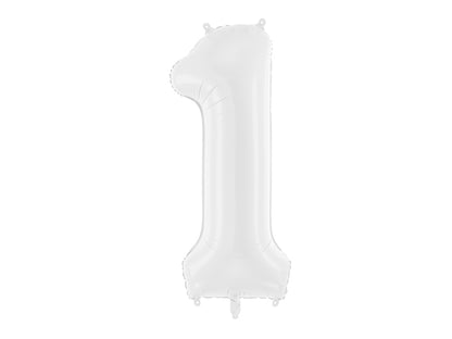 Ballon chiffre aluminium "1", 86 cm, blanc